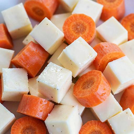 Close-Up Mixed Cheese and Carrots
