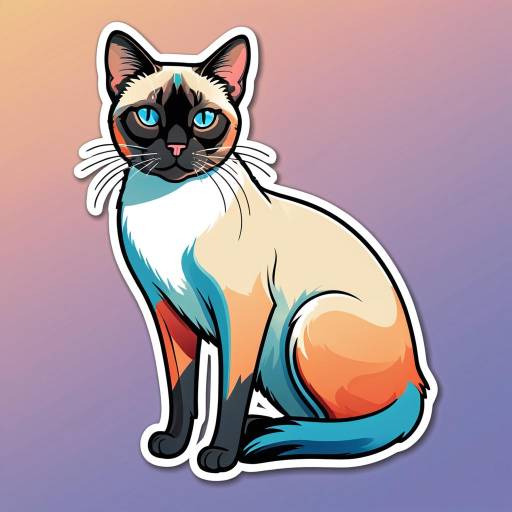 Siamese Cat Cartoon Sticker