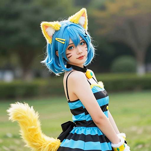 Woman in Ankha-Inspired Cosplay Outfit