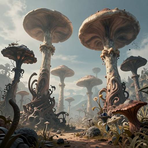 Surreal Alien Mushroom Landscape