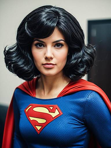 Close-Up Woman in Superman Costume