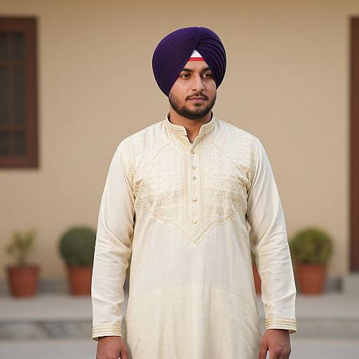 Man in Purple Turban Bhangra Outfit
