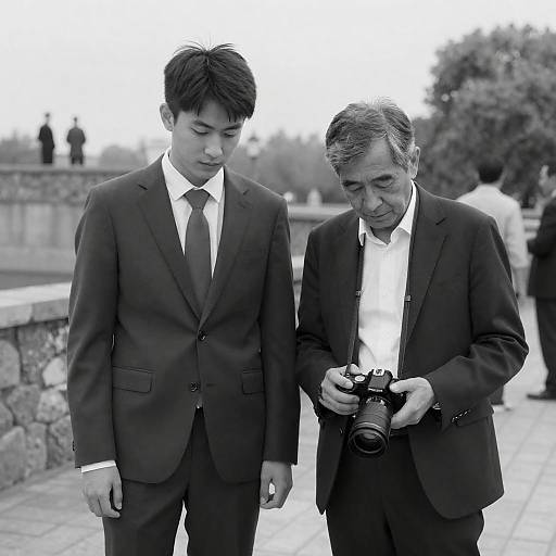 Black and White Outdoor Portrait of Two Men