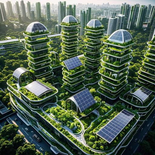 Futuristic Eco-City with Vertical Greenery and Solar Technology