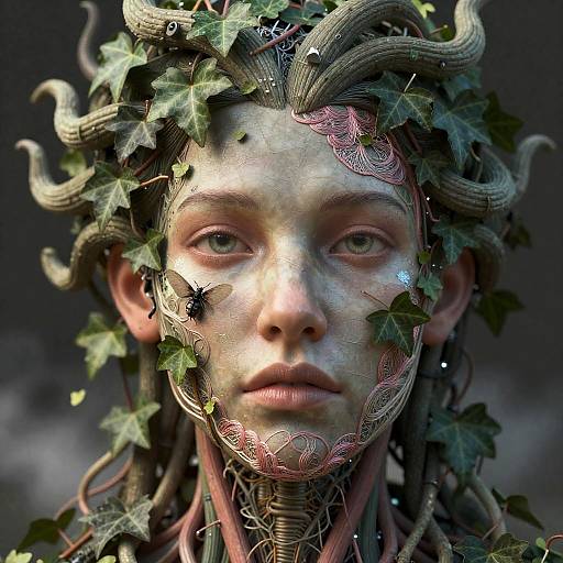 Ultra-Realistic Neo-Baroque Cyberflora Face