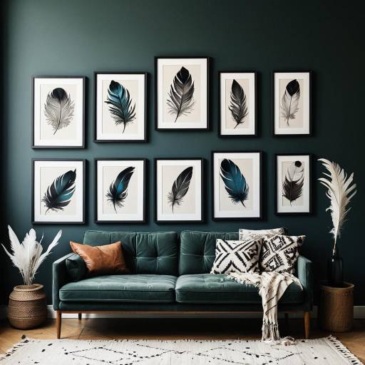 Delicate Feather Collection Wall Art Mockup