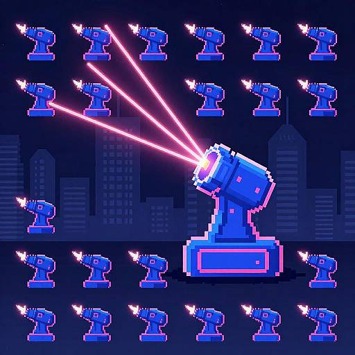 Minimalist Pixel Art Laser Turret