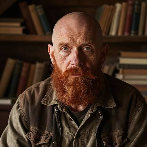 Elderly Man in Rustic Cozy Cabin