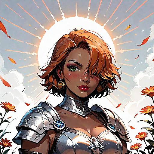 Ginger-Haired Dark-Skinned Barbarian in Fur-Lined Leather Armor