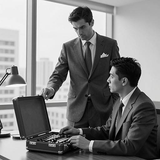 Intense Business Encounter in Monochrome