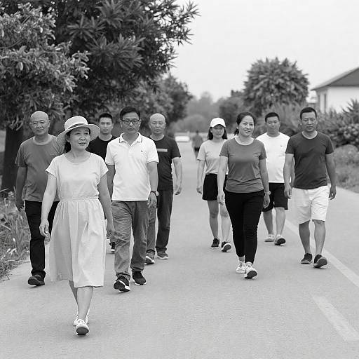 Rural Walk: Black-and-White Snapshot