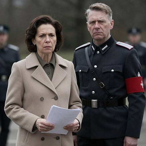Serious Woman Beside Nazi Officer
