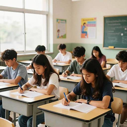 Diverse Students Studying in Modern Classroom