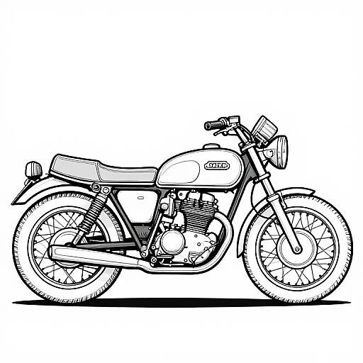Unicorn 70s Cafe Racer Line Art
