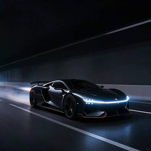 Sleek Futuristic Car Speeding Through Tunnel
