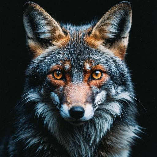 Enigmatic Midnight Fox Portrait