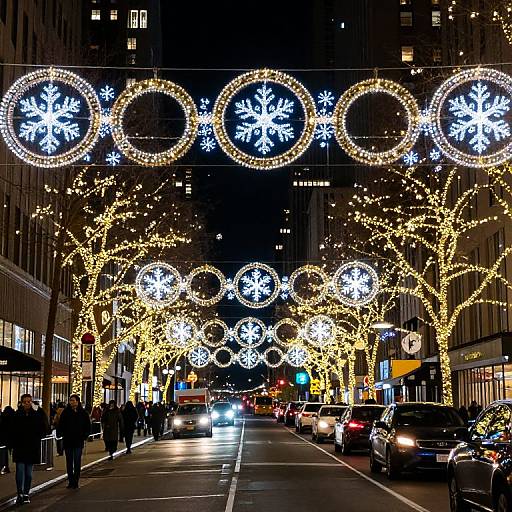 Festive Holiday Lights Over NYC Street