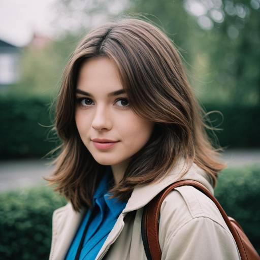 Teenage Girl with Shoulder-Length Brown Hair Outdoors