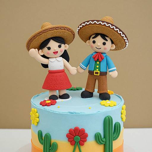 Vibrant Mexico-Themed Cake Topper