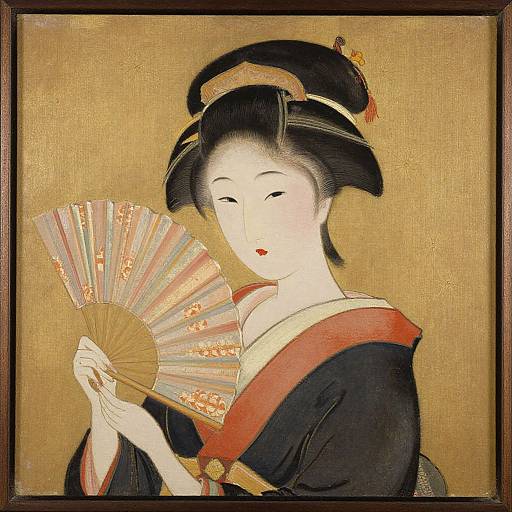 1950s Japanese Woman Oil Painting