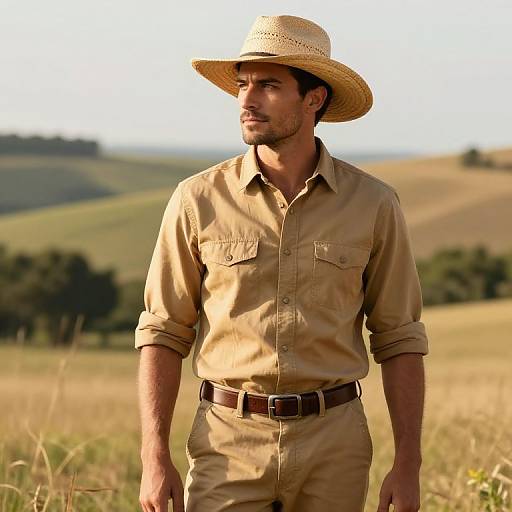 Confident Man in Sunny Countryside