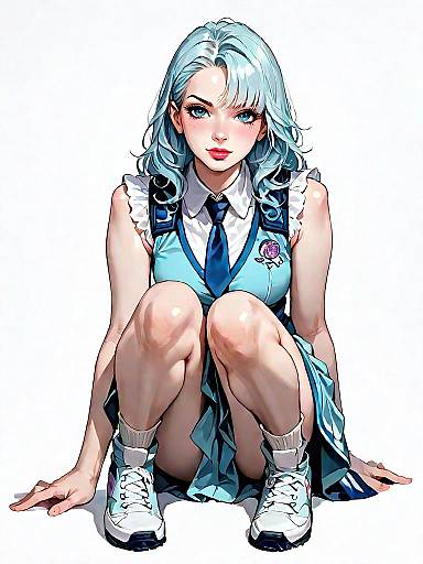 Stylish Woman in Navy Skater Dress