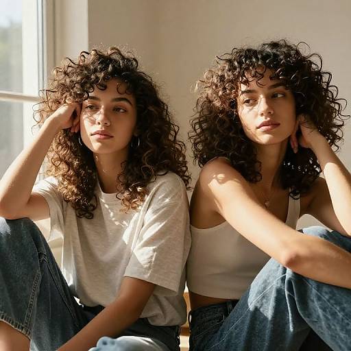 Cozy Indoor Scene with Curly Hair