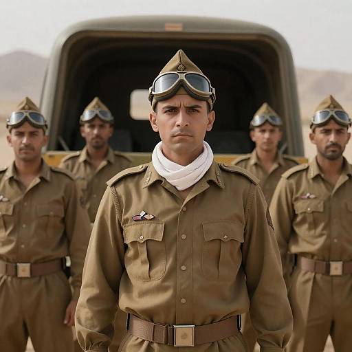 Five Military Men in Desert Environment