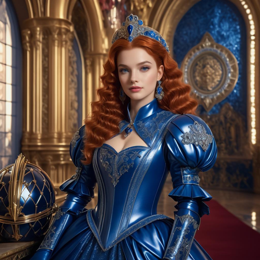 Fierce Red-Haired Knight in Luxury Gown