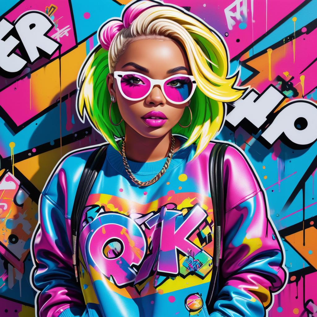 Vibrant Graffiti Art of a Stylish Woman