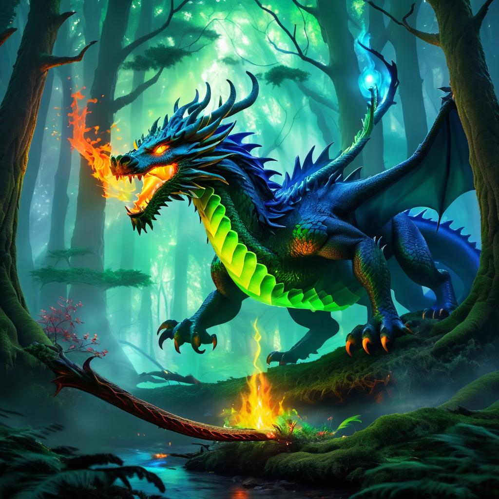 Epic Dragon Confrontation in Mystical Forest