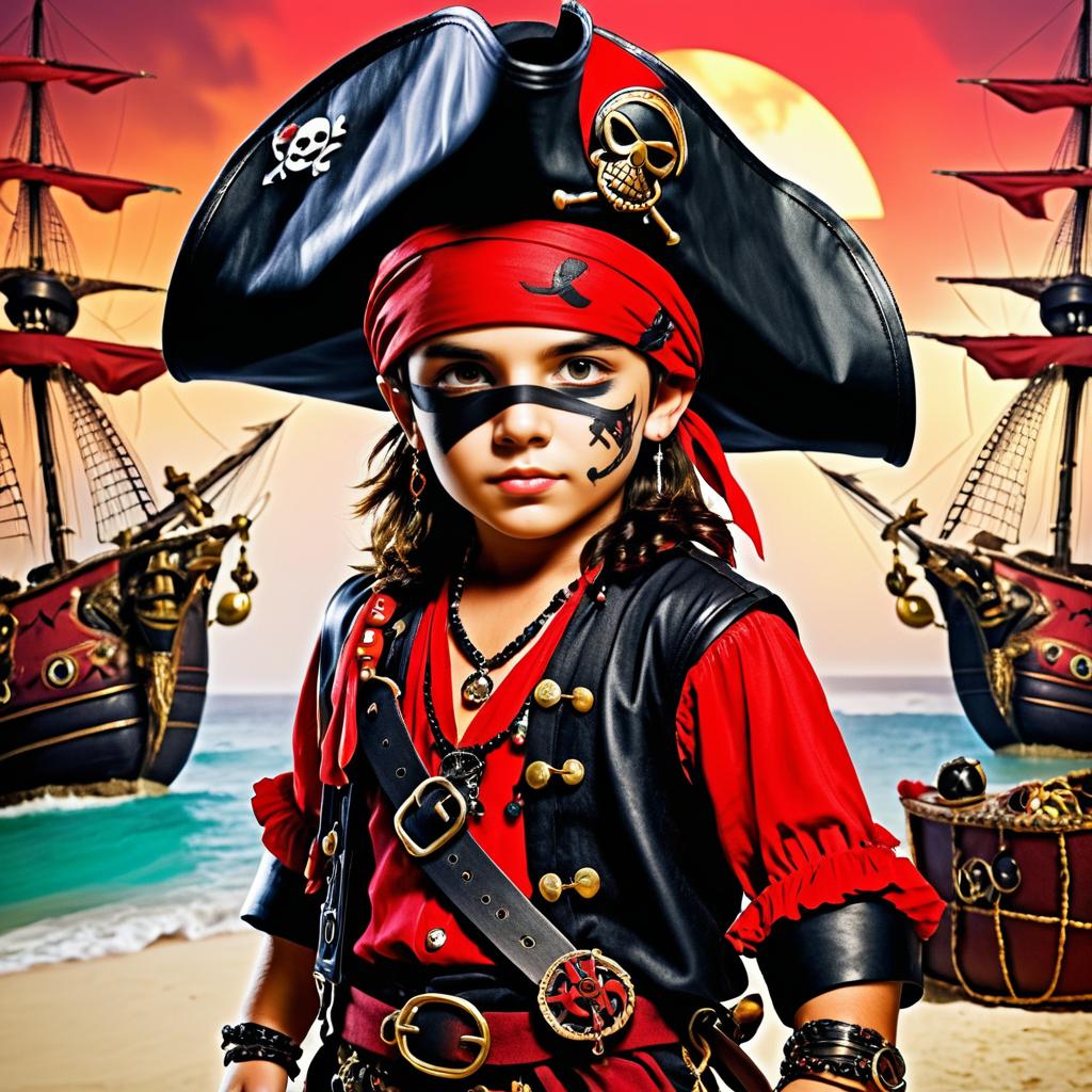 Swashbuckling Pirate Boy on Treasure Island