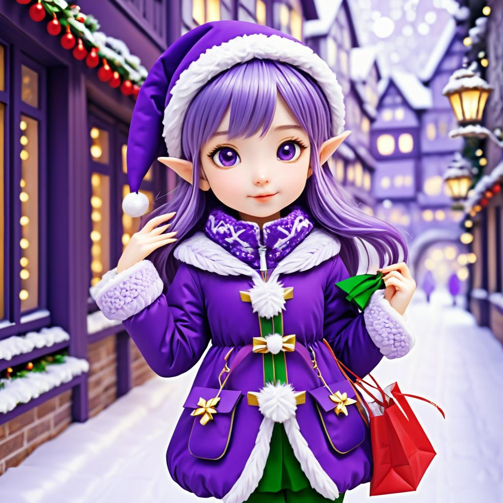 Adorable Manga-Style Christmas Elf Girl