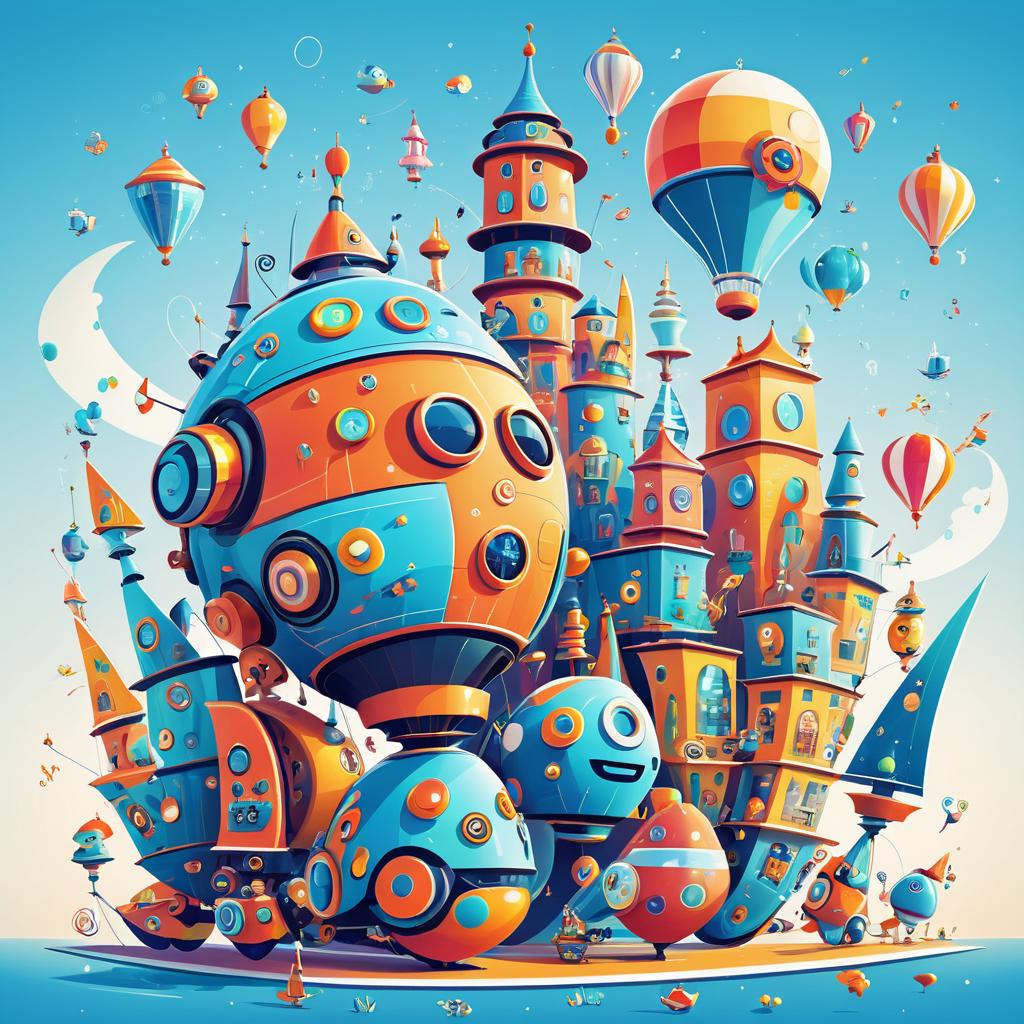 Whimsical Robot in a Futuristic City