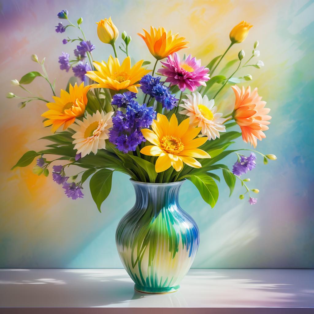 Serene Impressionistic Flower Vase Still Life