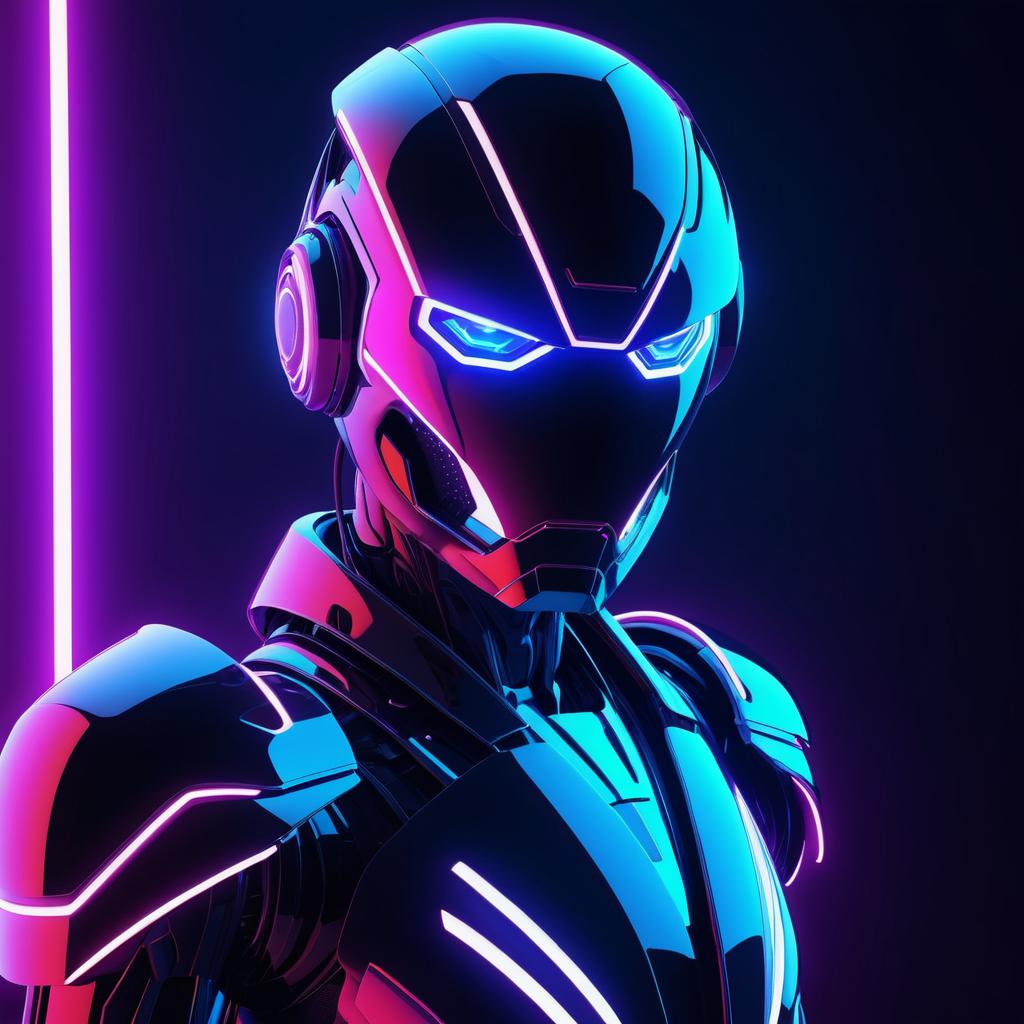 Futuristic Robot with Neon Lighting