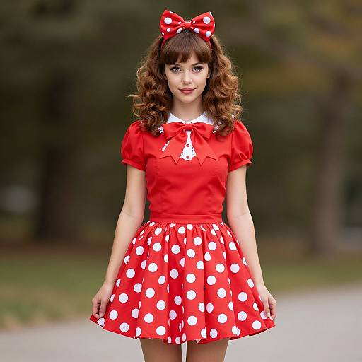 Girl in Polka Dot Poodle Skirt Costume