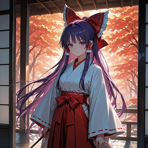 Illustration of Hakurei reimu (pc-98), touhou in the style of Re ghotion