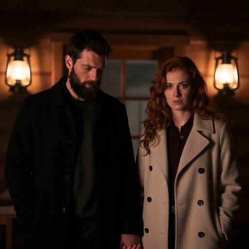Couple Standing in Dimly Lit Wooden Cabin