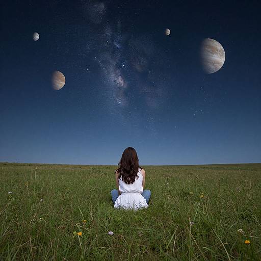 Woman Gazing at Starry Sky