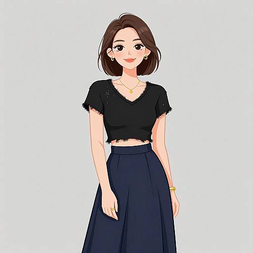 Chic Smiling Woman in Casual Outfit