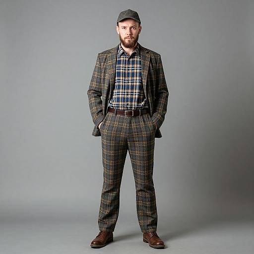 Plaid Outfit Man with Beard