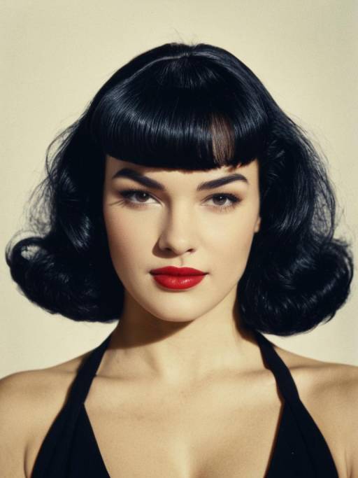 Woman with Bettie Page Bangs Hairstyle
