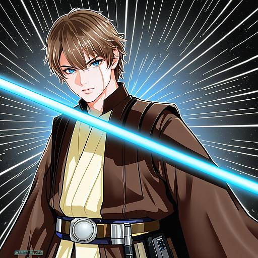Illustration of Anakin skywalker, star wars in the style of Hsin