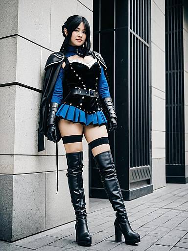 Photorealistic Woman in Thigh High Boots Cosplay