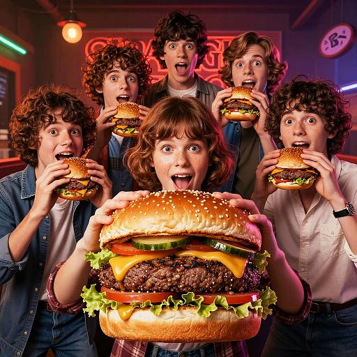 Stranger Things Characters Enjoy Giant Burger