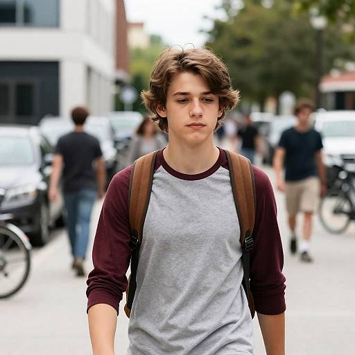 Urban Scene of a Teen Boy Walking
