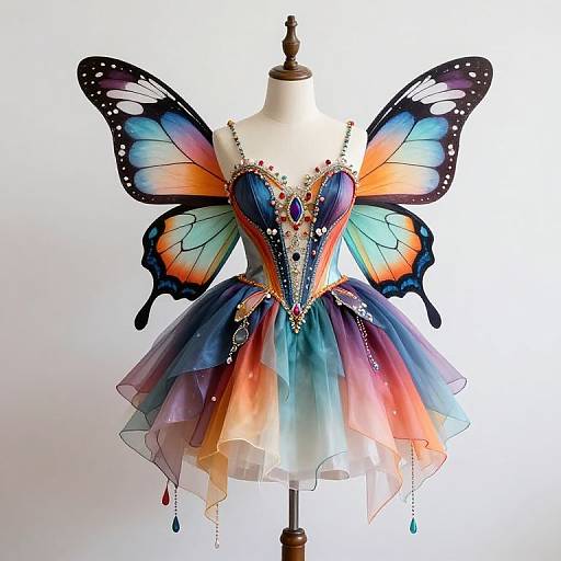 Colorful Fairy Dress with Butterfly Wings