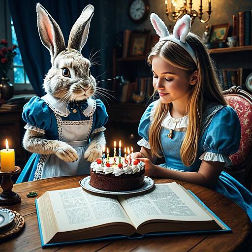 Fantasy Birthday Celebration with Alice and Rabbit
