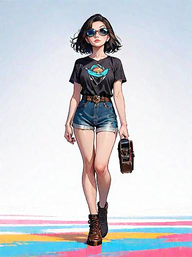 Realistic Comic Girl in Casual Outfit